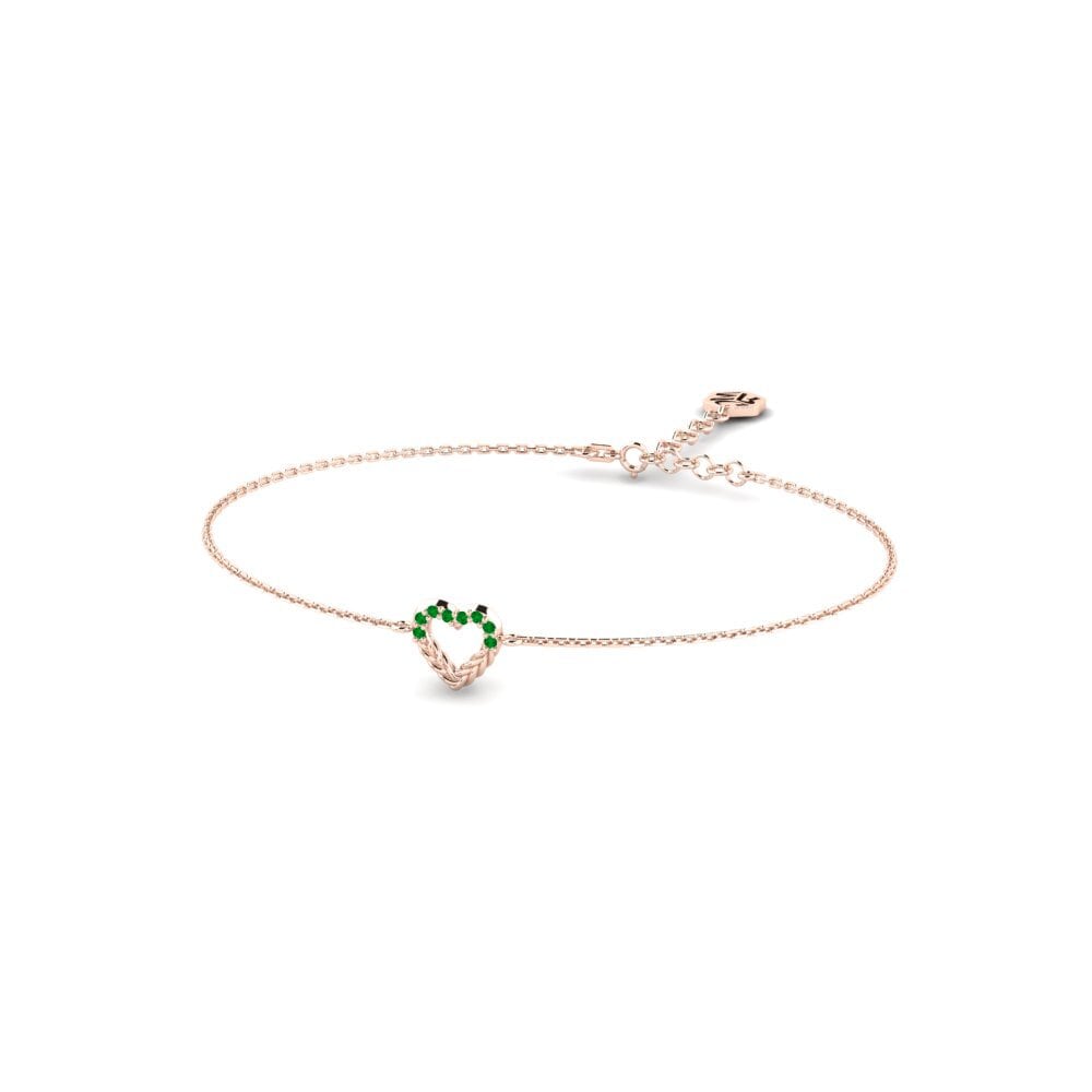 Or rose 14k Émeraude Bracelet pour femme Muridke