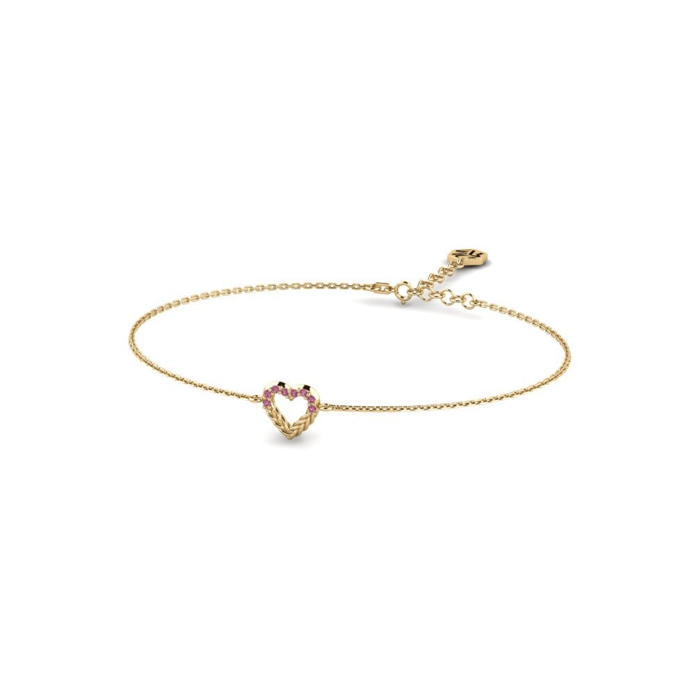 Or Jaune 14k Grenat de Rhodolite Bracelet pour femme Muridke