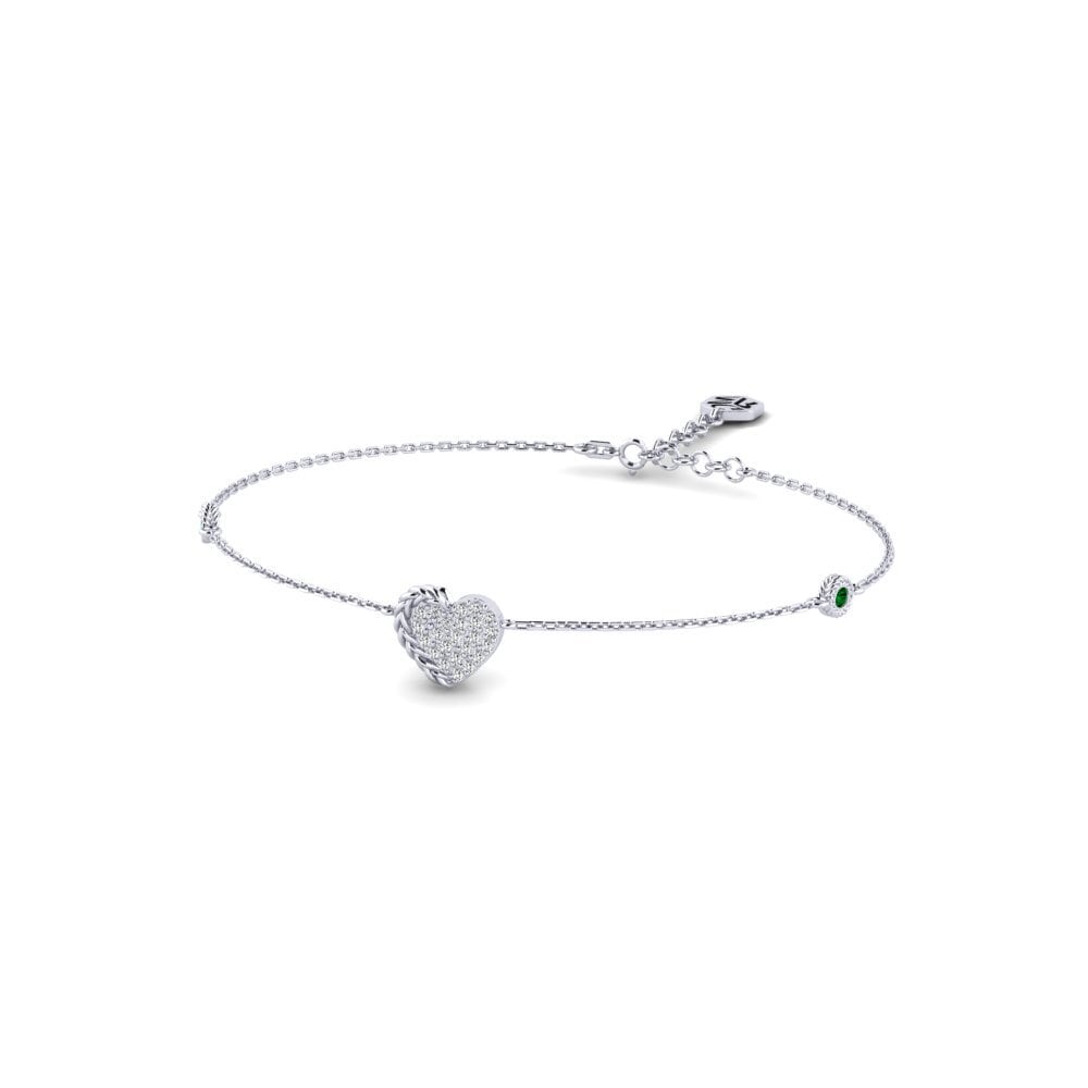 Palladium 950 Zircone Vert Bracelet pour femme Myliutave