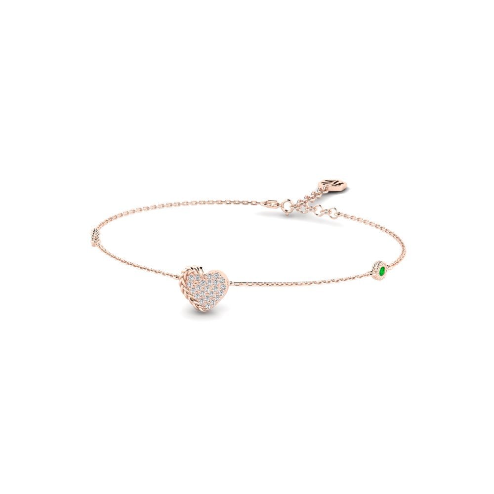 Or rose 14k Émeraude Bracelet pour femme Myliutave