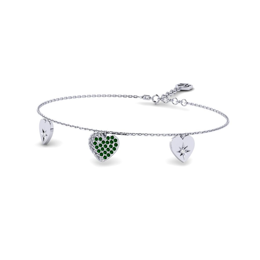 Palladium 950 Zircone Vert Bracelet pour femme Nalingayako