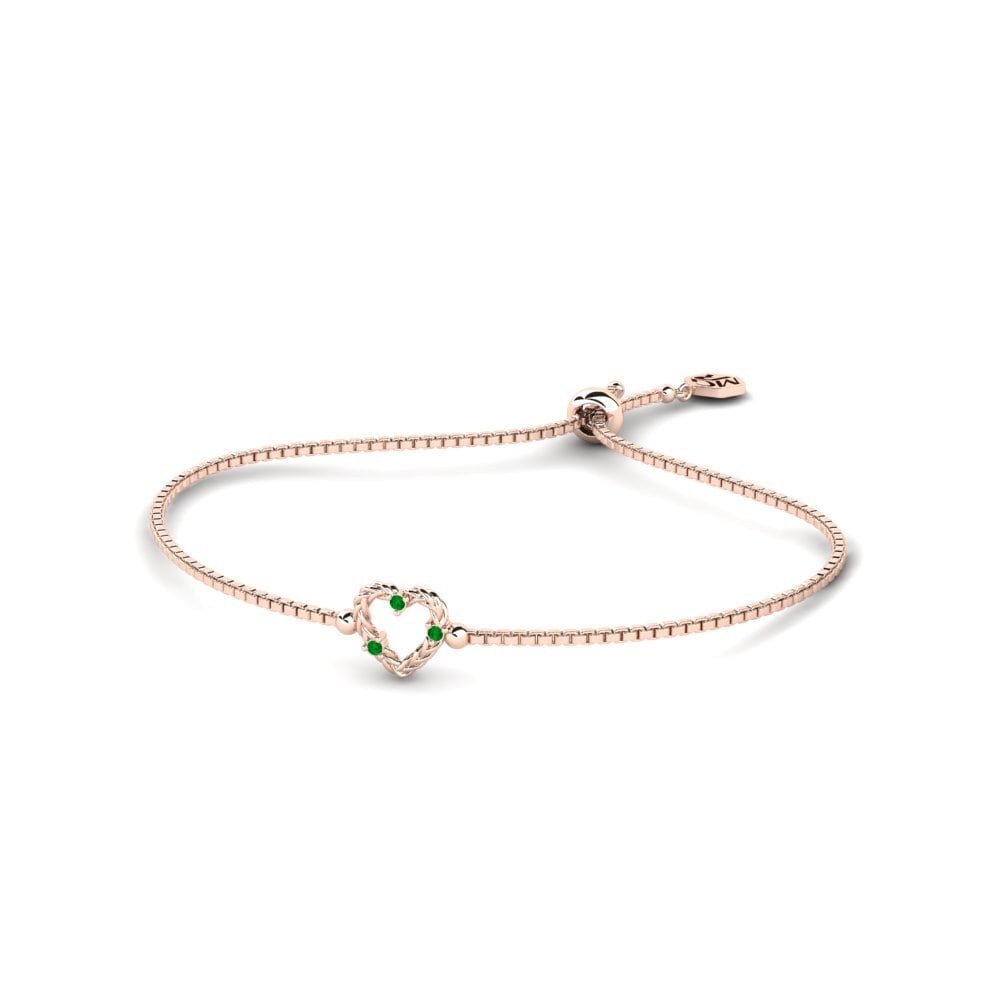 Or rose 14k Émeraude Bracelet pour femme Odeleite