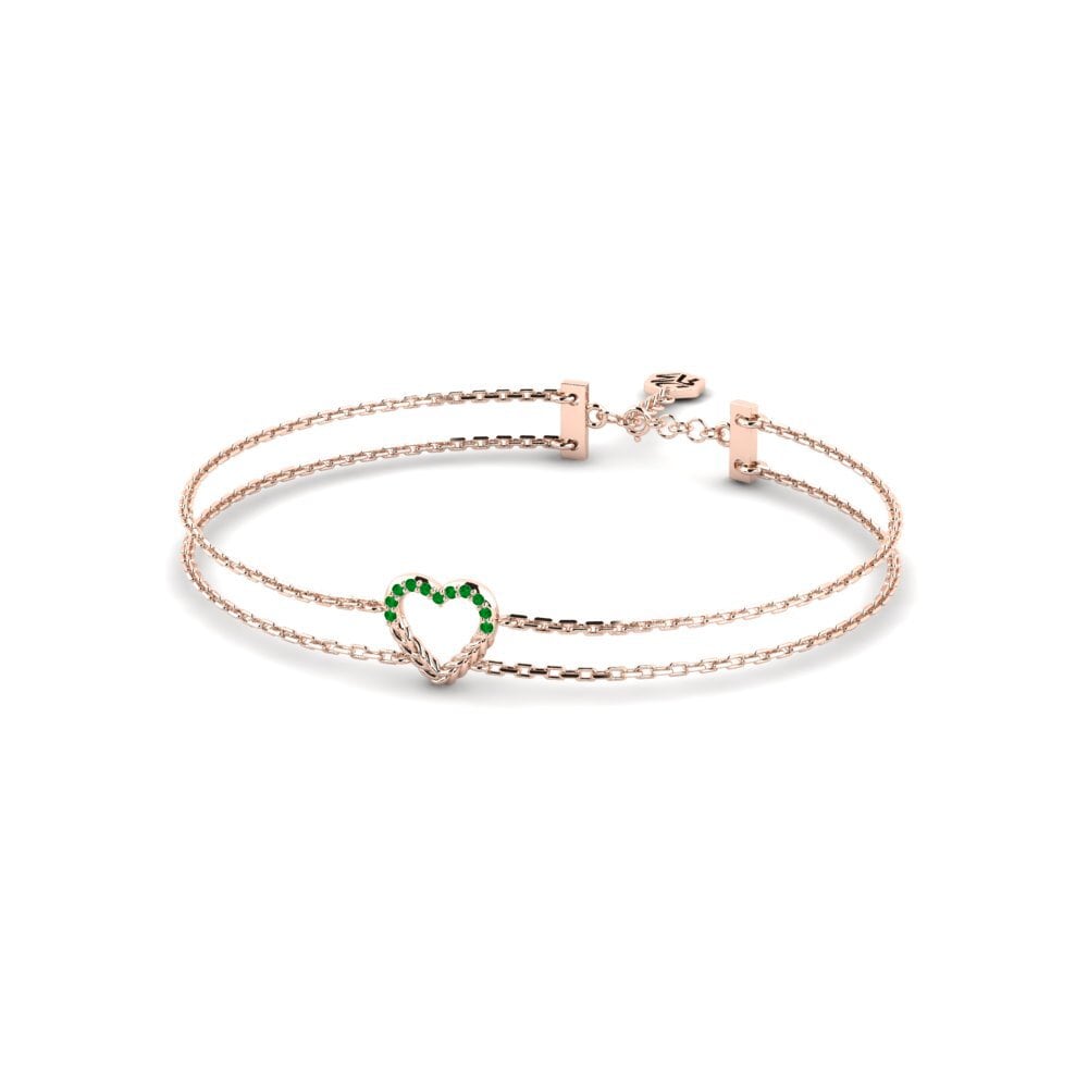 Or rose 14k Émeraude Bracelet pour femme Panguma