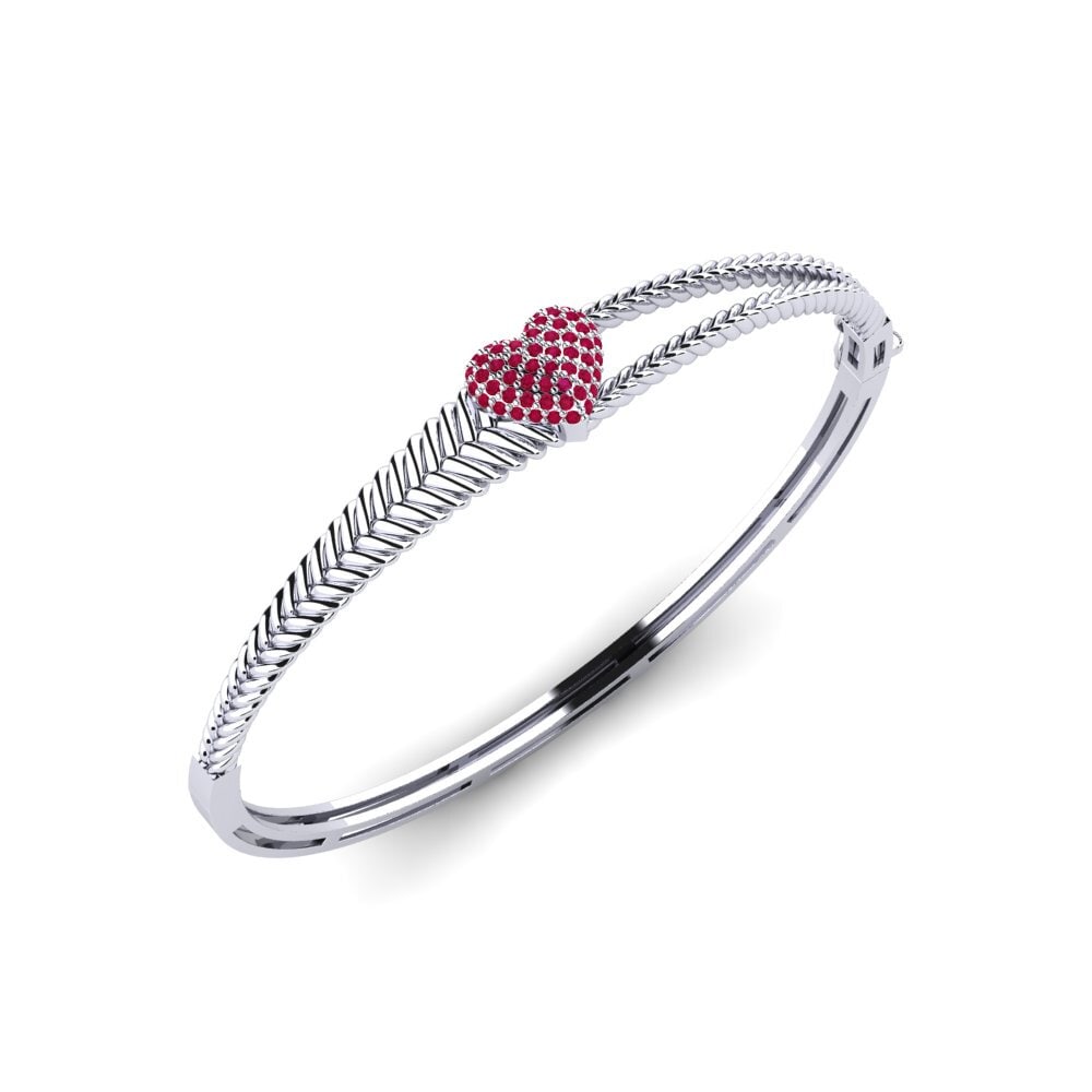 Or Blanc 9k Rubis Bracelet jonc femme Pecorino