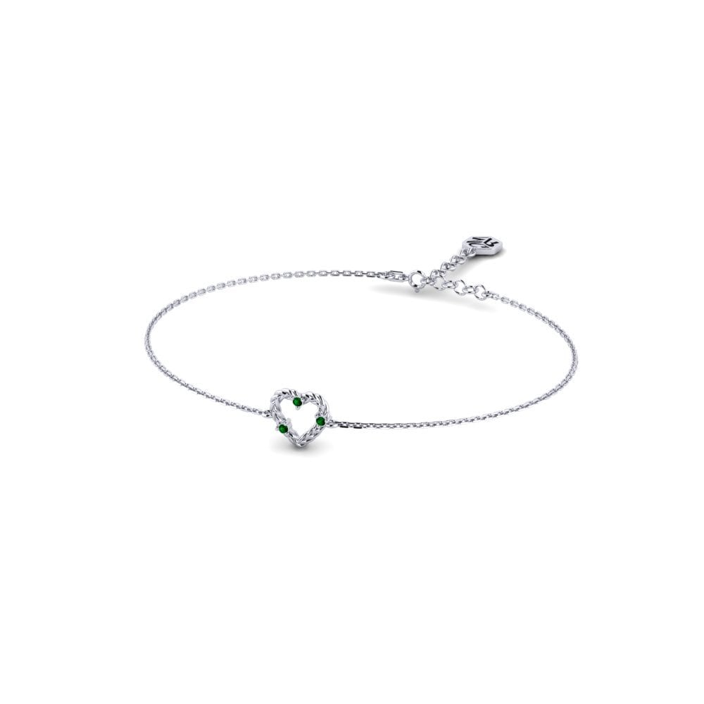 Palladium 950 Zircone Vert Bracelet pour femme Penghu
