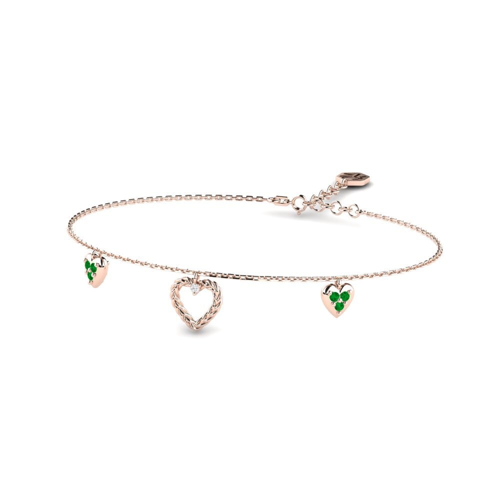 Or rose 14k Émeraude Bracelet pour femme Pingtung