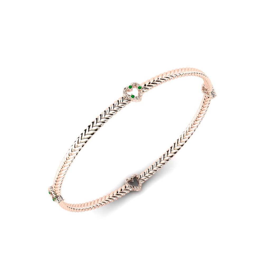 Or rose 14k Émeraude Bracelet jonc femme Porches