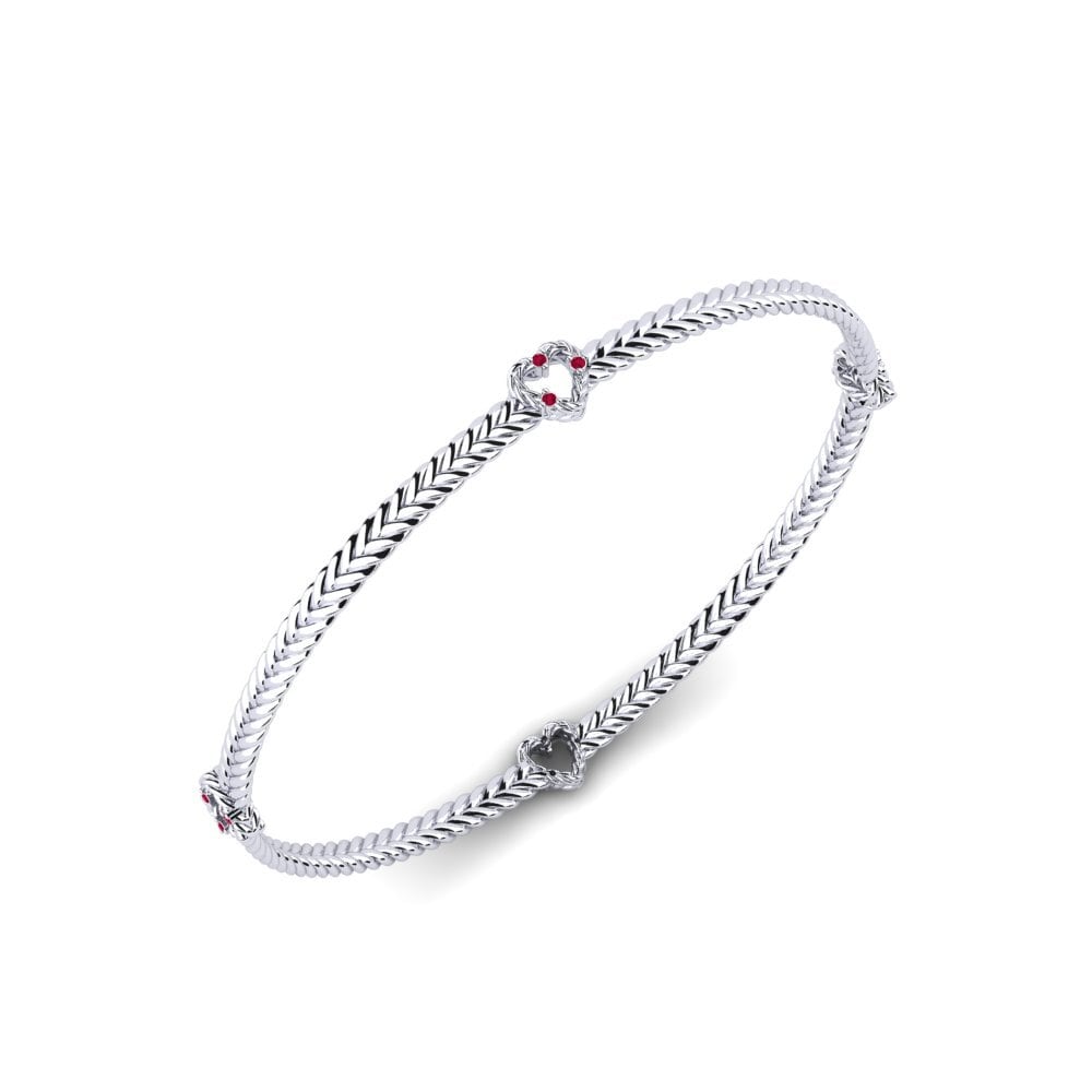 Or Blanc 9k Rubis Bracelet jonc femme Porches