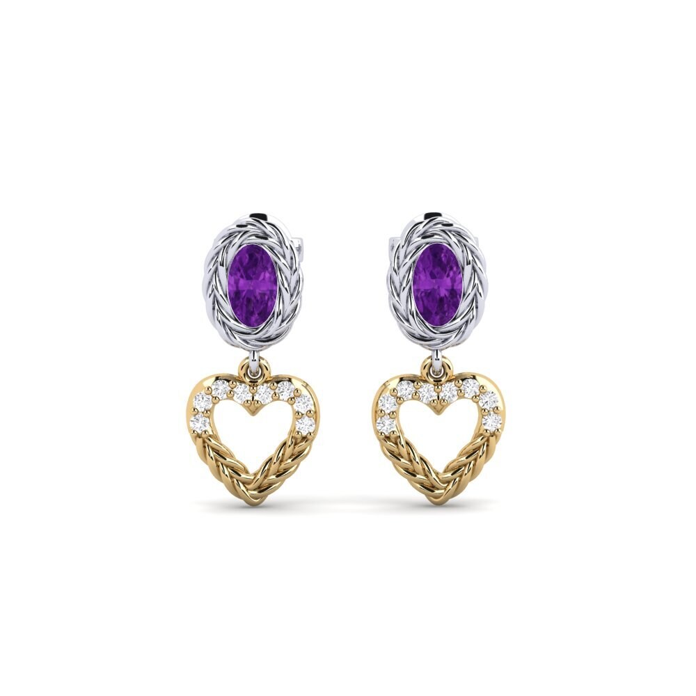 9ct White & Yellow Gold Amethyst Women's Earring Sambrial