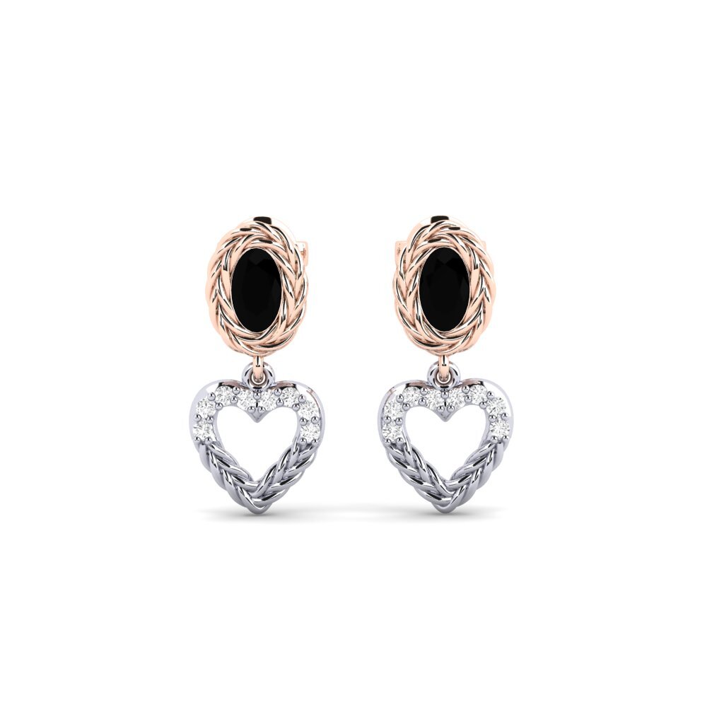 9ct Rose & White Gold Black Onyx Women's Earring Sambrial