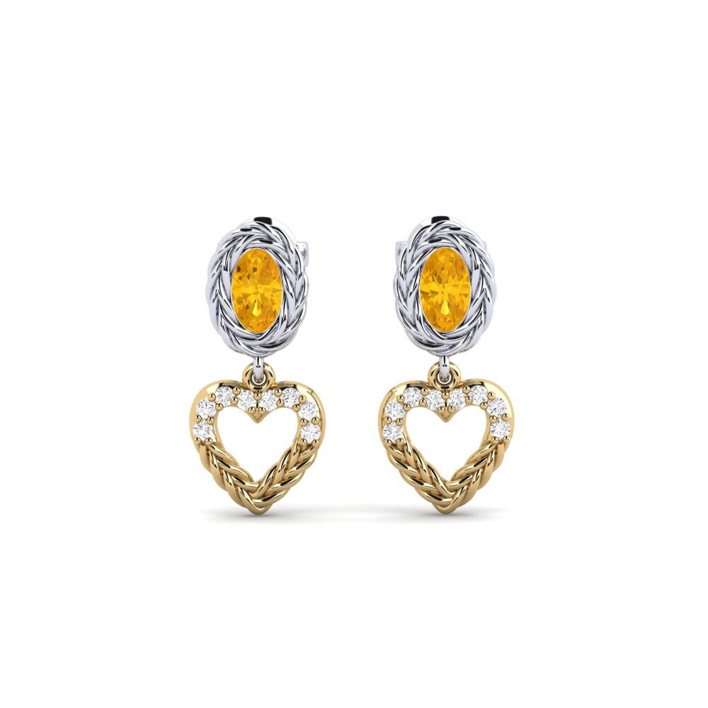 9ct White & Yellow Gold Citrine Women's Earring Sambrial