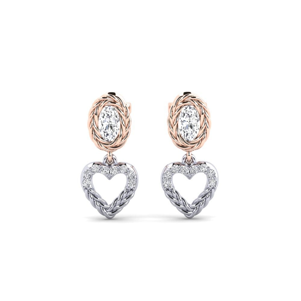 9ct Rose & White Gold Diamond Women's Earring Sambrial