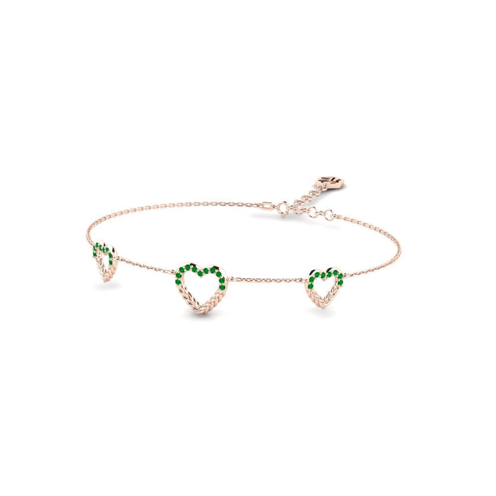 Or rose 14k Émeraude Bracelet pour femme Samundri