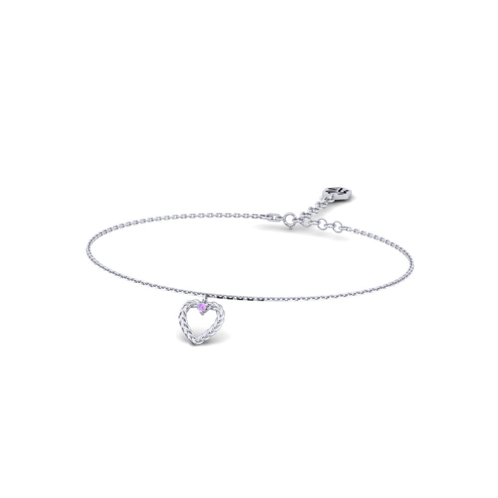 White Silver Amethyst Women's Bracelet Taitung