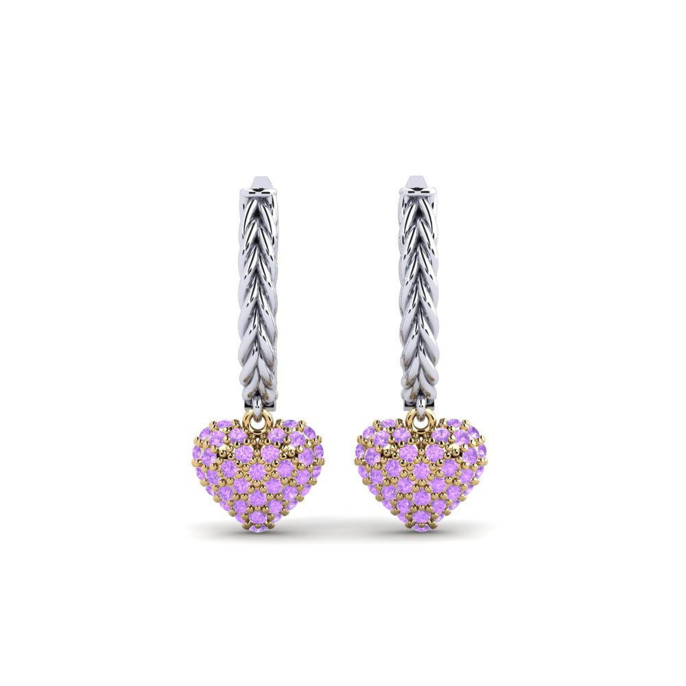 9ct White & Yellow Gold Amethyst Women's Earring Taurasi
