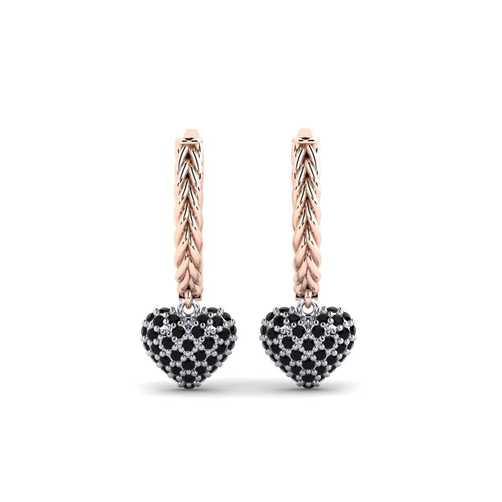 9ct Rose & White Gold Black Onyx Women's Earring Taurasi