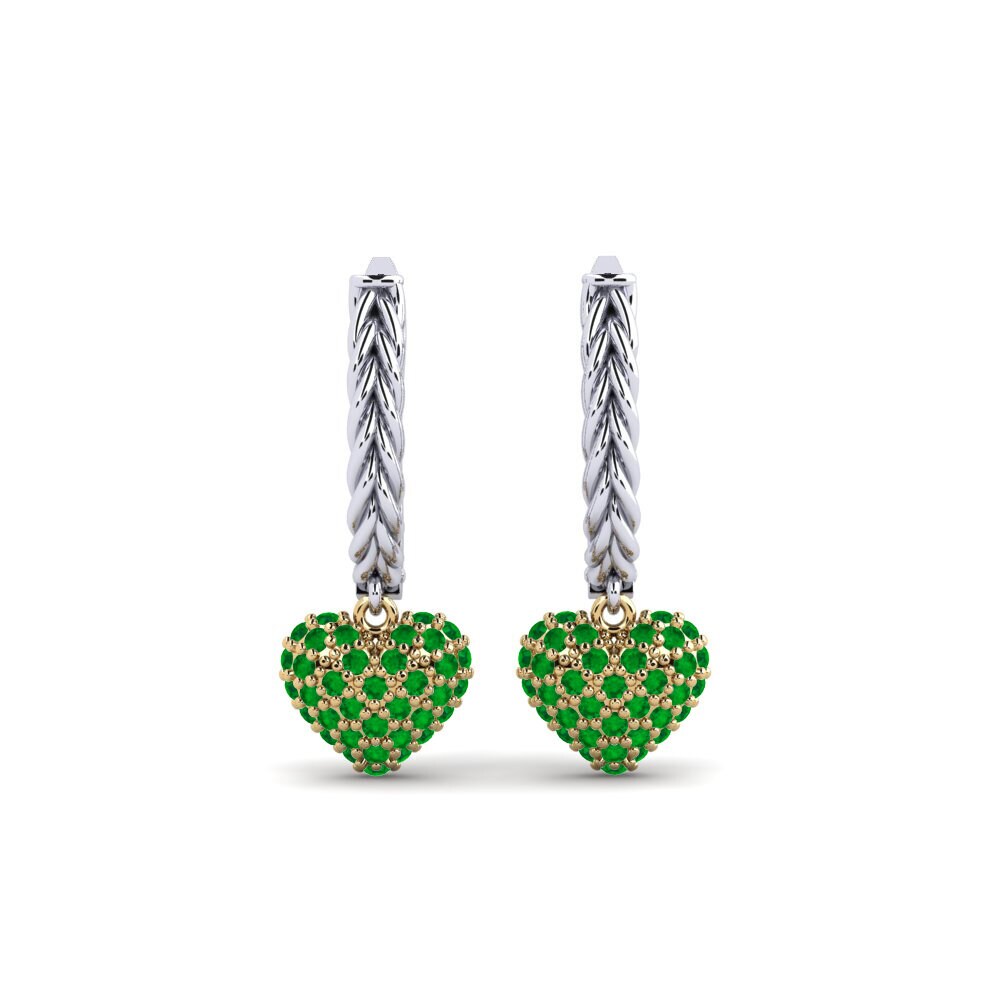 9ct White & Yellow Gold Emerald Women's Earring Taurasi