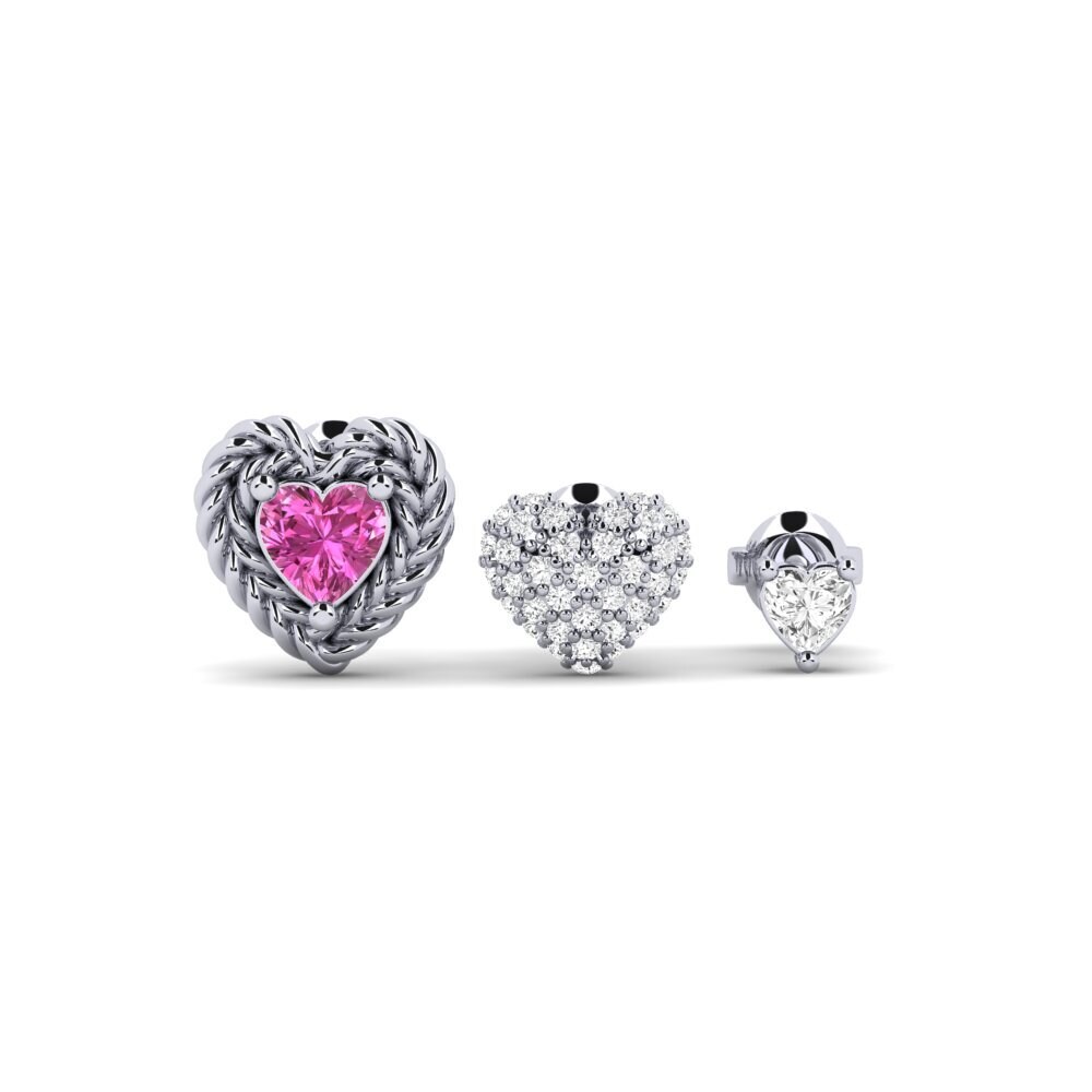 9ct White Gold Pink Topaz Women's Earring Tresleches - SET