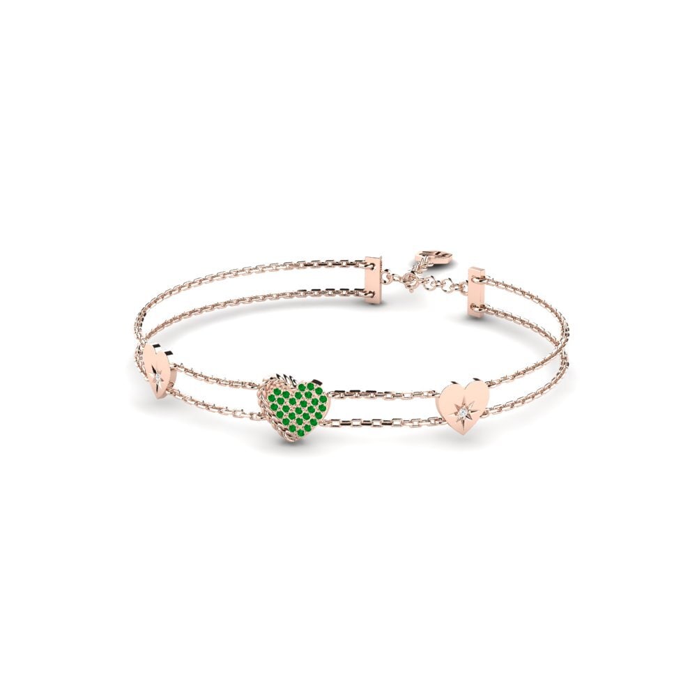 Or rose 14k Émeraude Bracelet pour femme Tresno