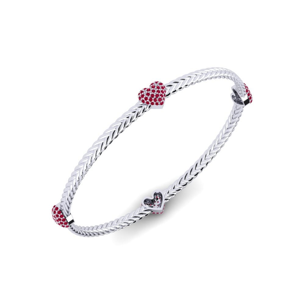 Or Blanc 9k Rubis Bracelet jonc femme Turron