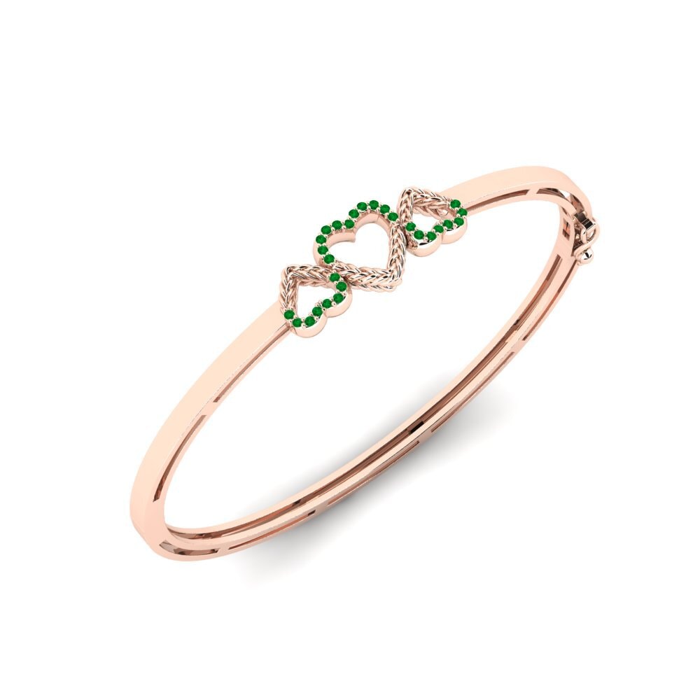Or rose 14k Émeraude Bracelet jonc femme Vehari
