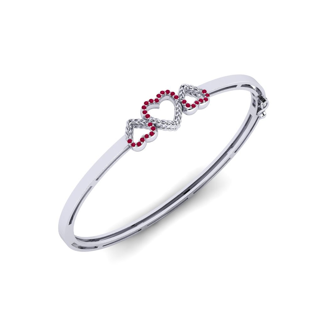 Or Blanc 9k Rubis Bracelet jonc femme Vehari