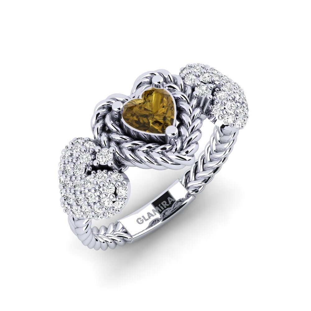 18ct White Gold Brown Zircon Ring Verdichio
