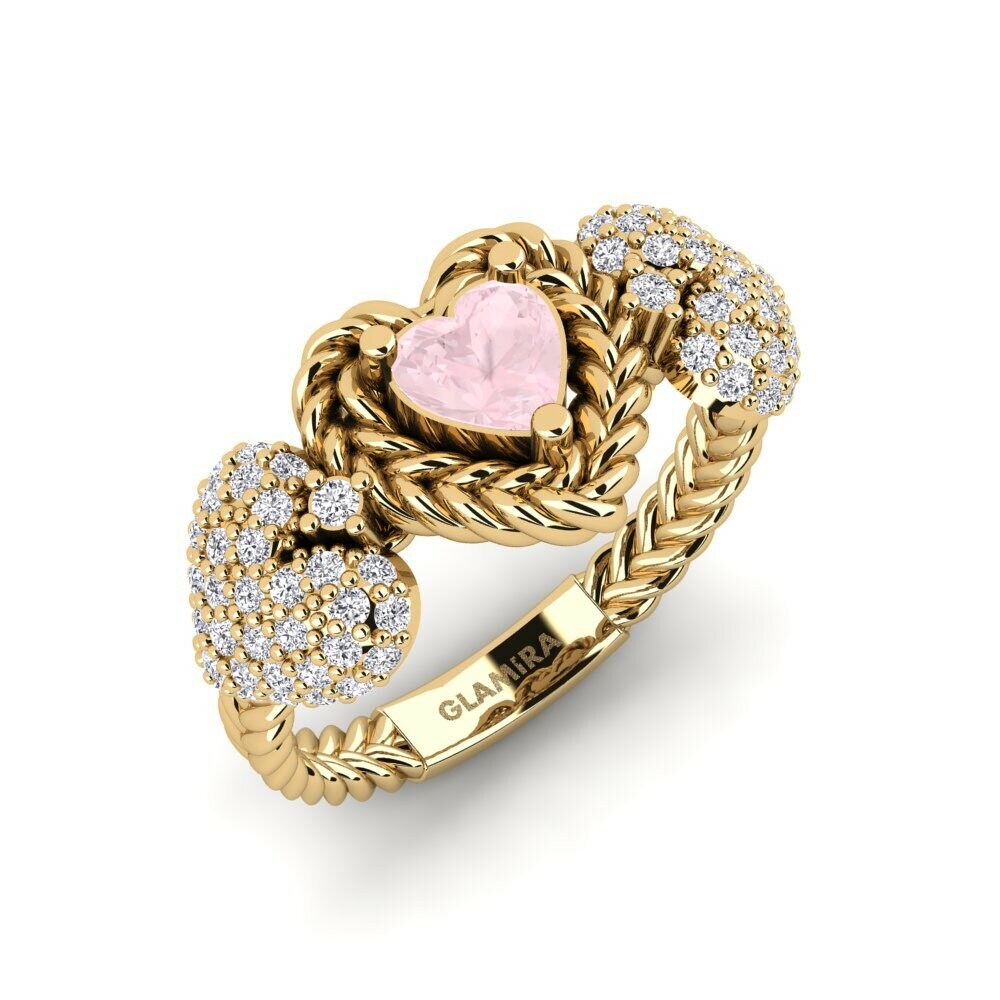 Or Jaune 18k Quartz Rose Bague Verdichio
