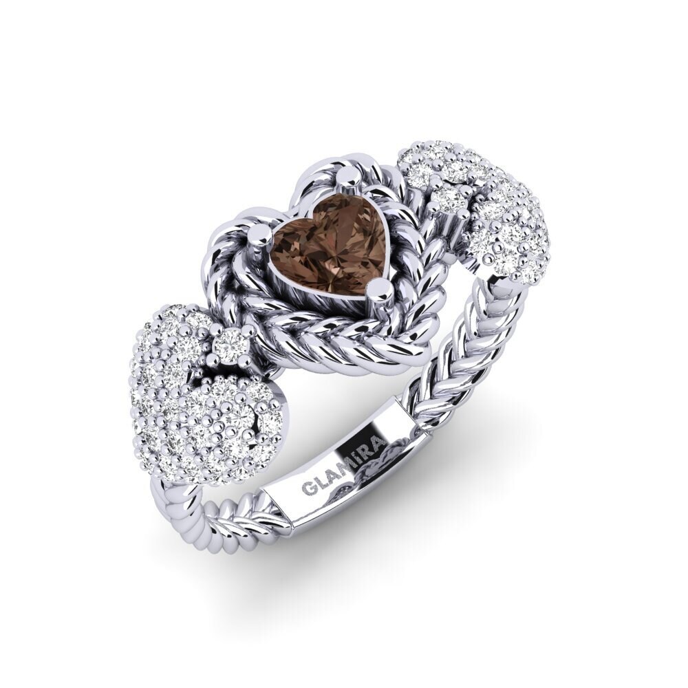 White Silver Smoky Quartz Ring Verdichio