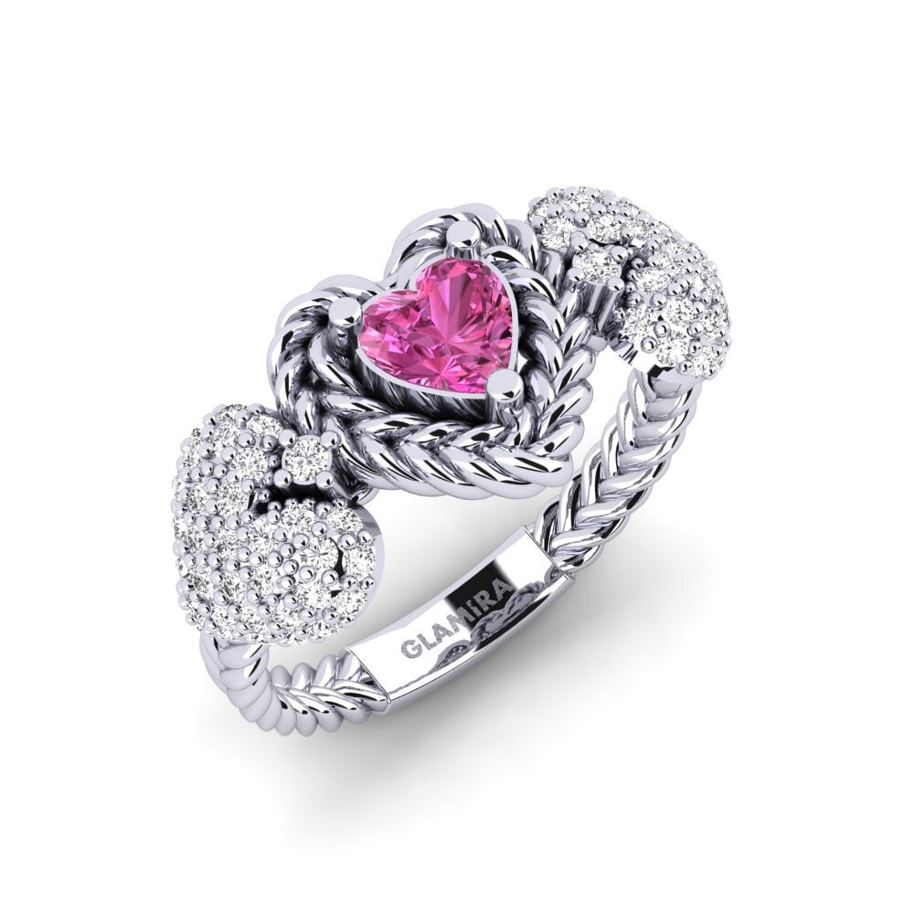 9ct White Gold Pink Topaz Ring Verdichio