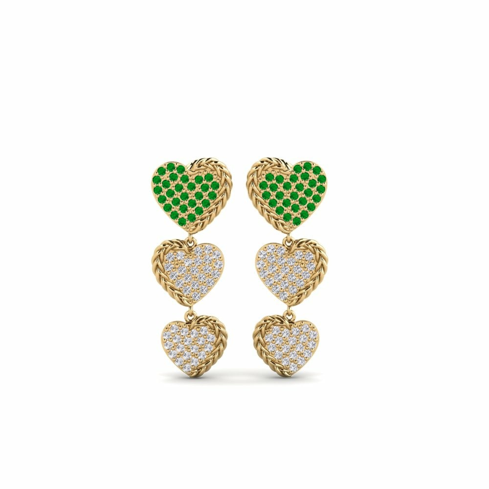 0.448 Carat Drops & Dangle Emerald 14k Yellow Gold Earring Volimvas
