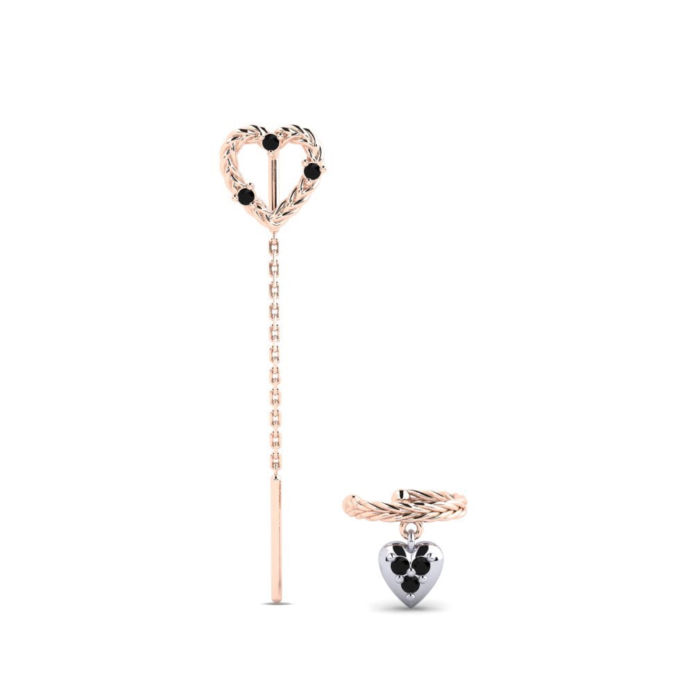 9ct Rose & White Gold Black Onyx Women's Earring Wiltshire - SET