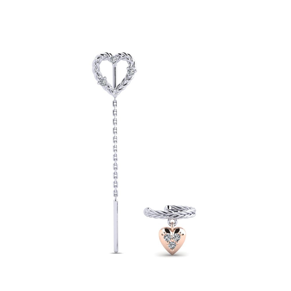 9ct White & Rose Gold Zirconia Women's Earring Wiltshire - SET