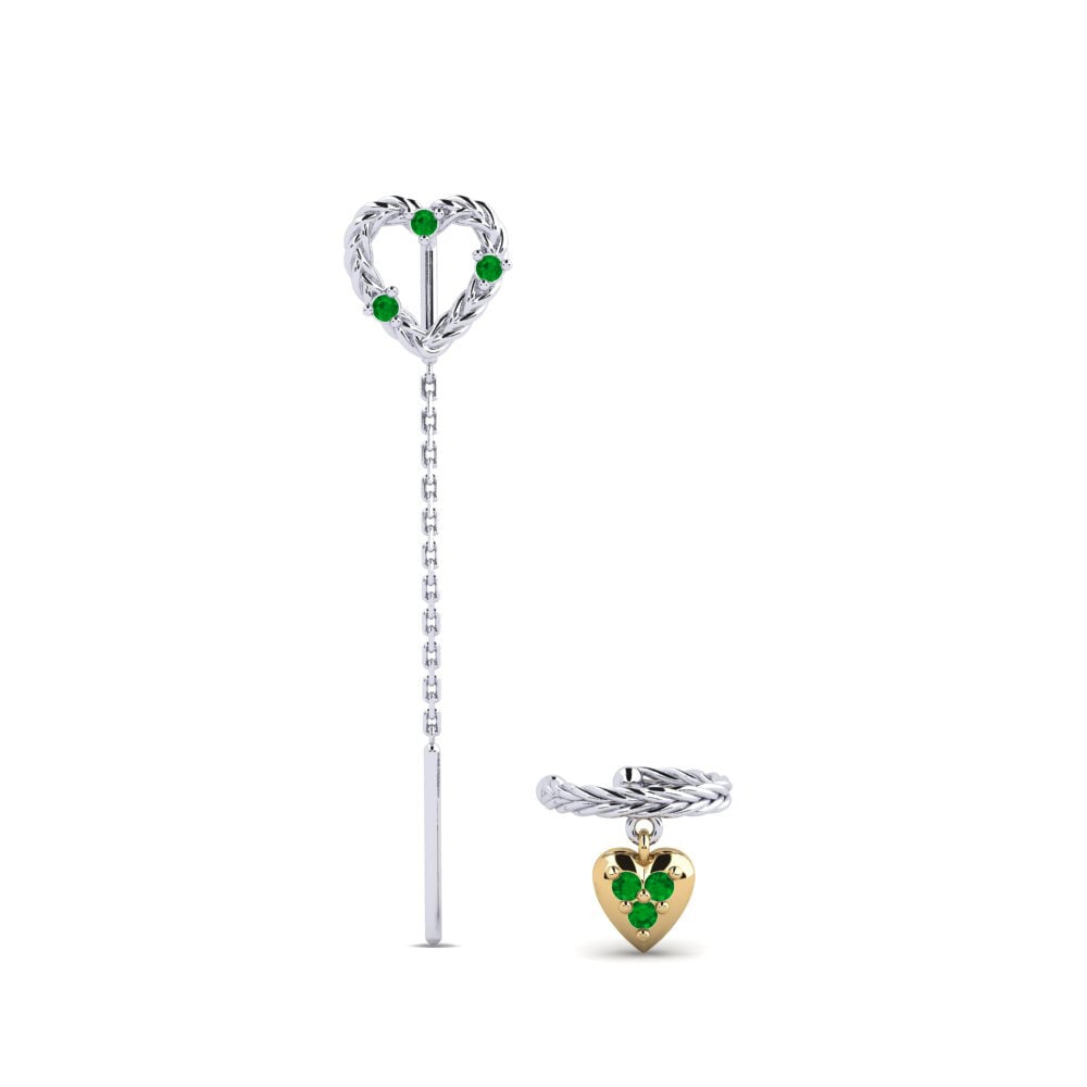 9ct White & Yellow Gold Emerald Women's Earring Wiltshire - SET