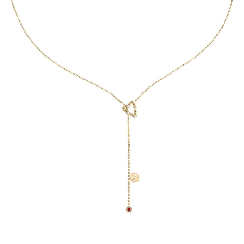 14ct Yellow Gold Ruby Women's Necklace Wokondedwa