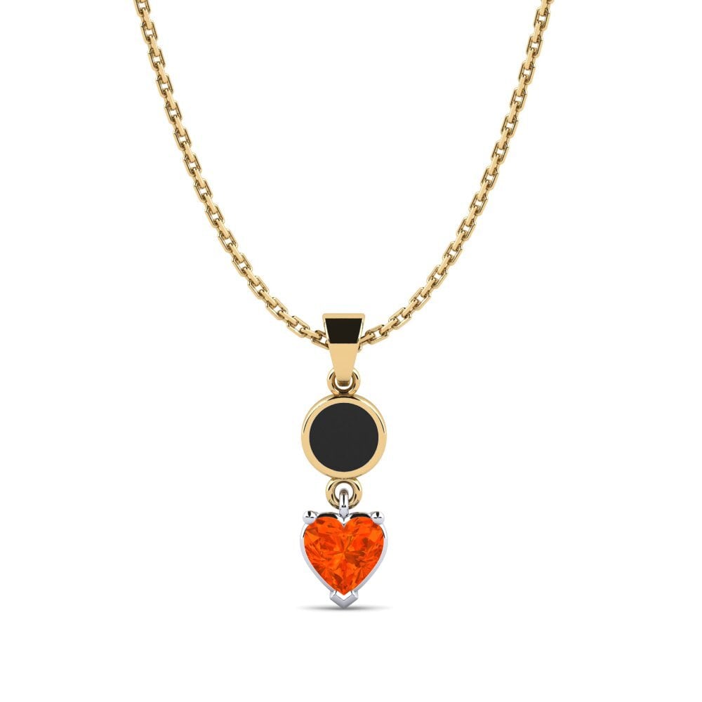 14k Oro Amarillo & Blanco Ópalo Fuego Colgante de Mujer Aund