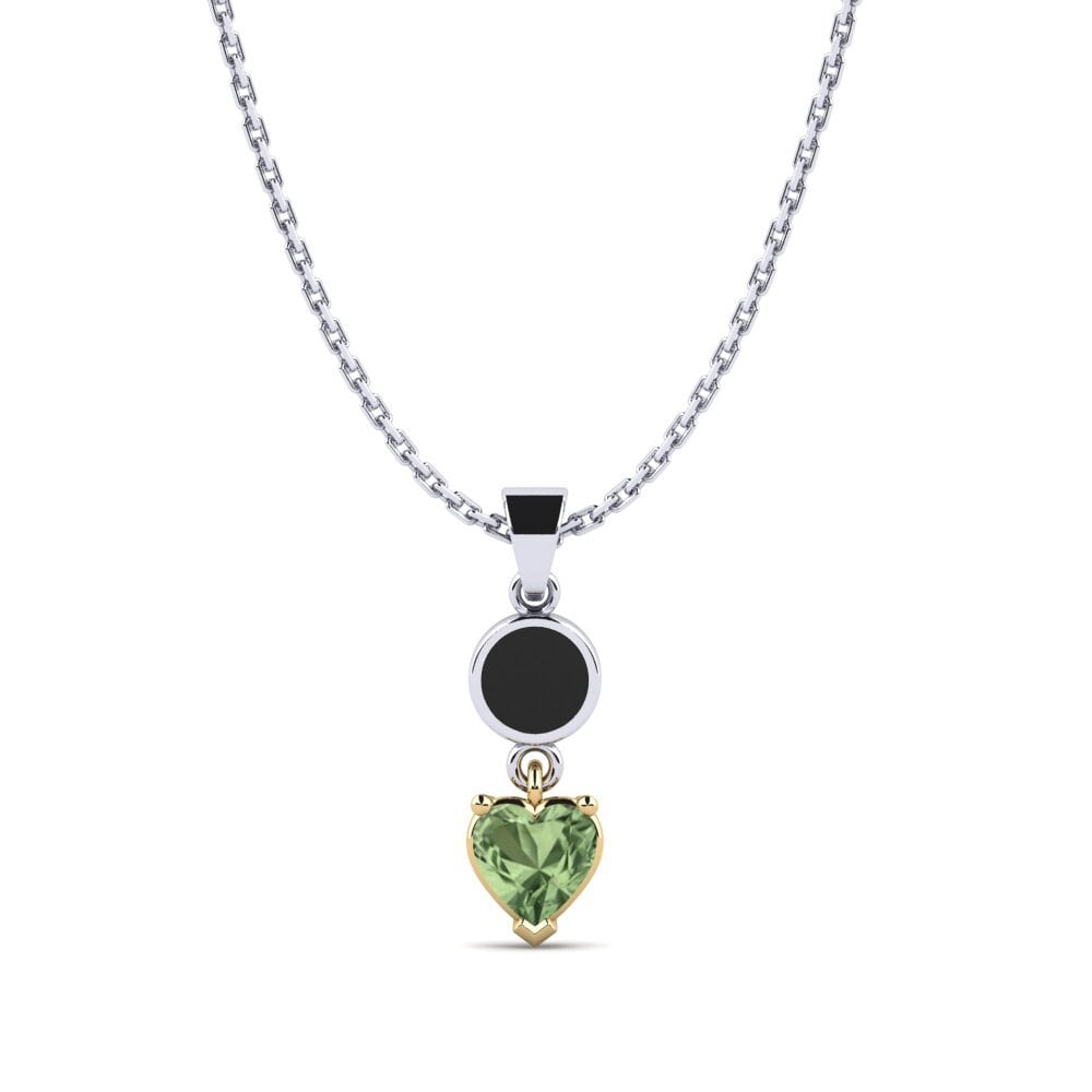 14k Oro Blanco & Amarillo Zafiro Verde Colgante de Mujer Aund