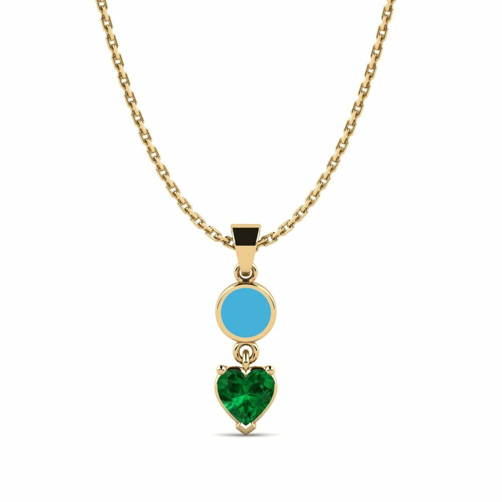 Dây chuyền Vàng 18K Đá Emerald (Đá nhân tạo) Trái tim