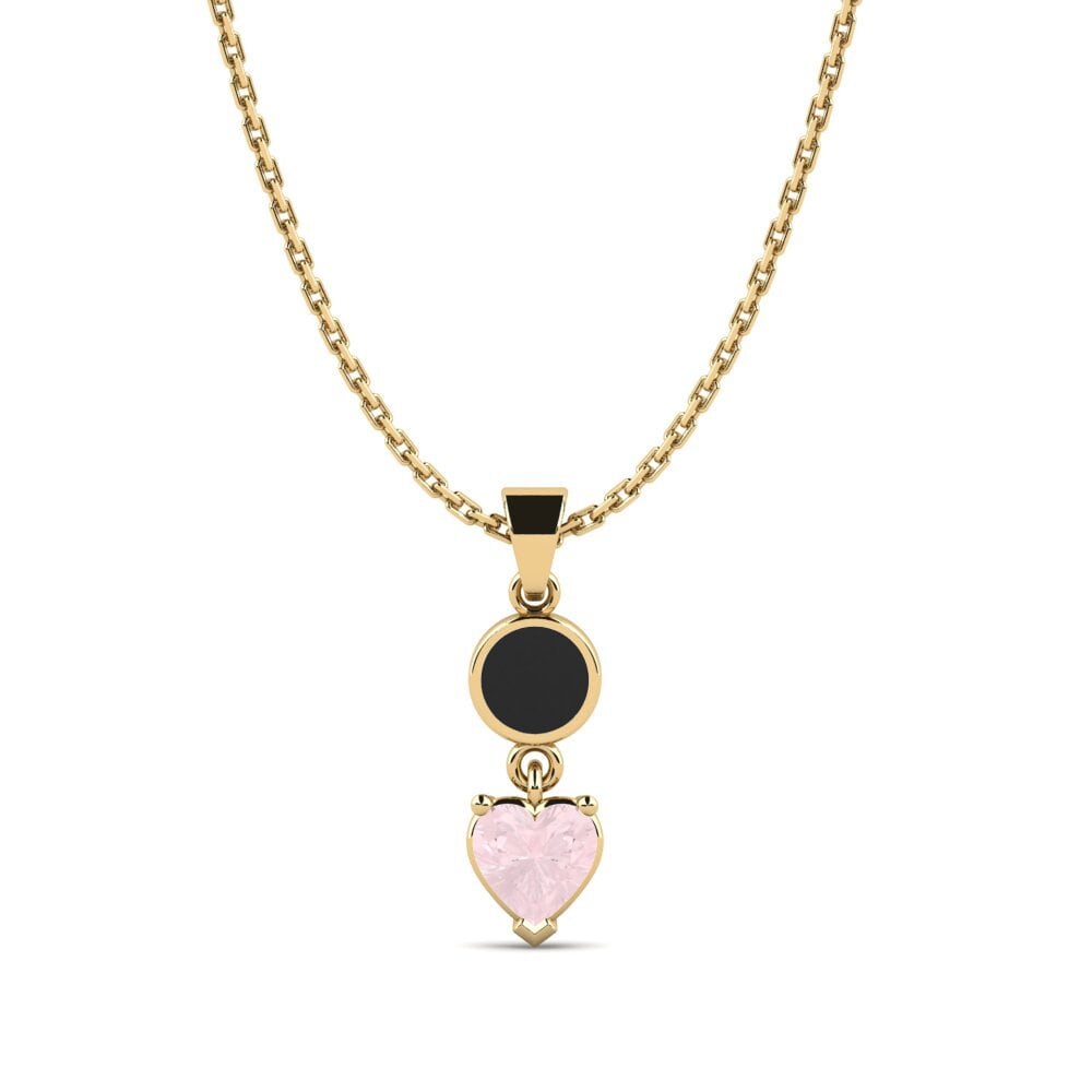 14k Oro Amarillo Cuarzo rosa Colgante de Mujer Aund