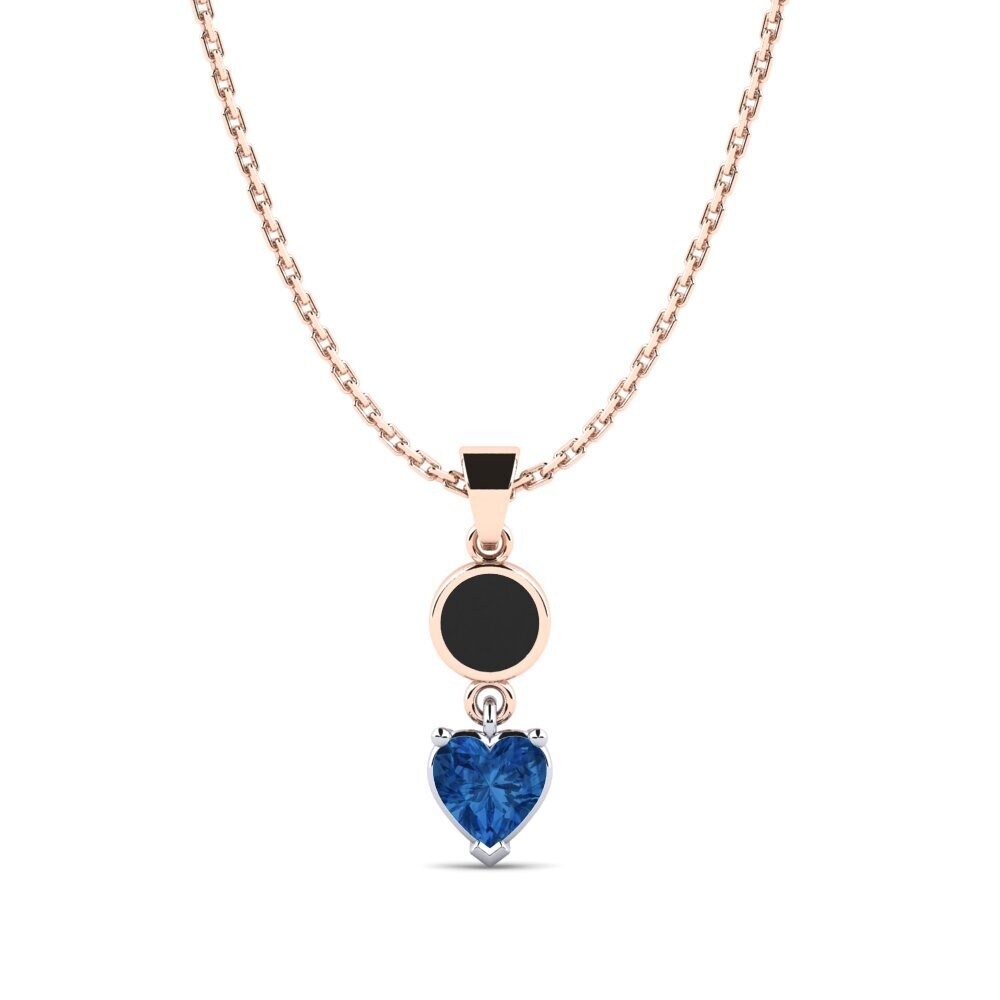 9k Oro Rosa & Blanco Circonita Azul Oscuro Colgante de Mujer Aund