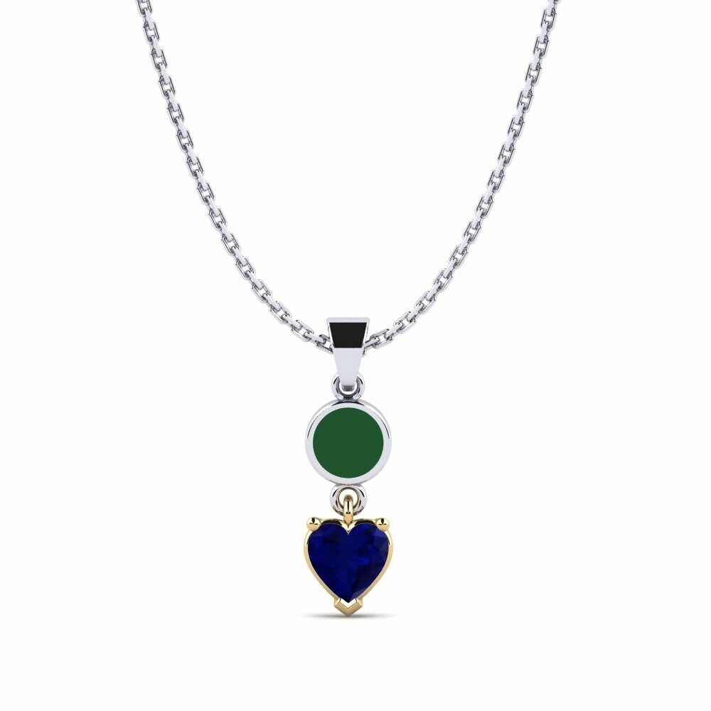 Vàng Trắng-Vàng 18K Đá Sapphire Mặt dây chuyền nữ Aund