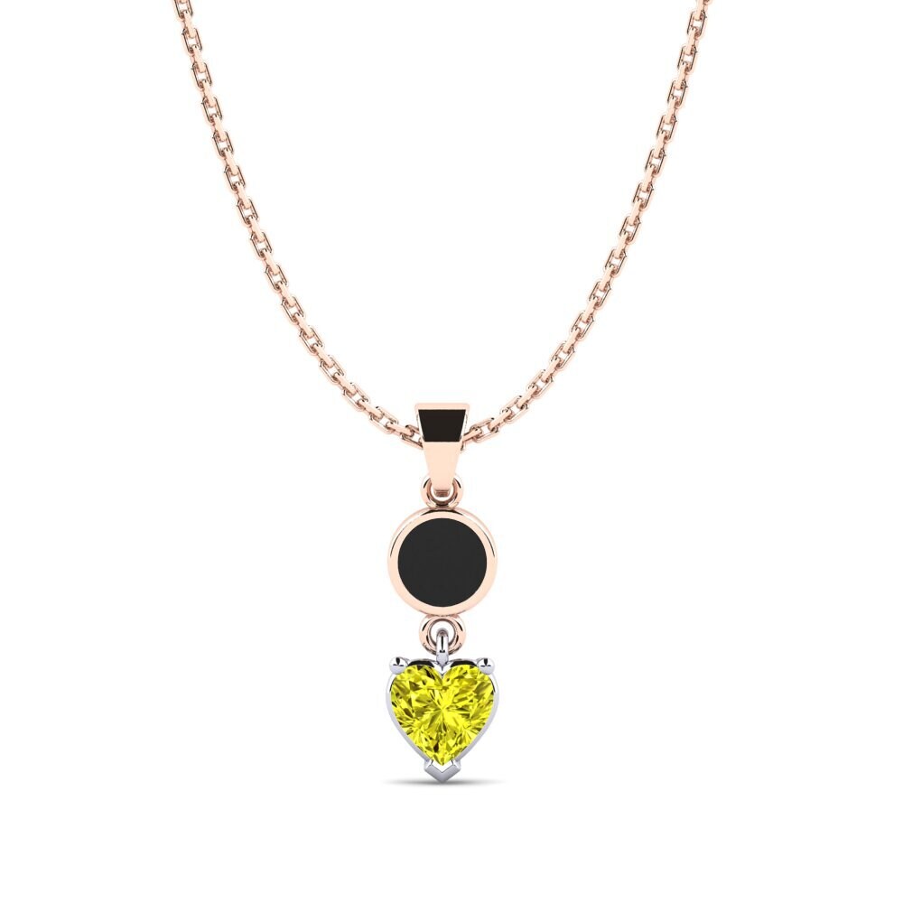 14k Oro Rosa & Blanco Diamante Amarillo Colgante de Mujer Aund
