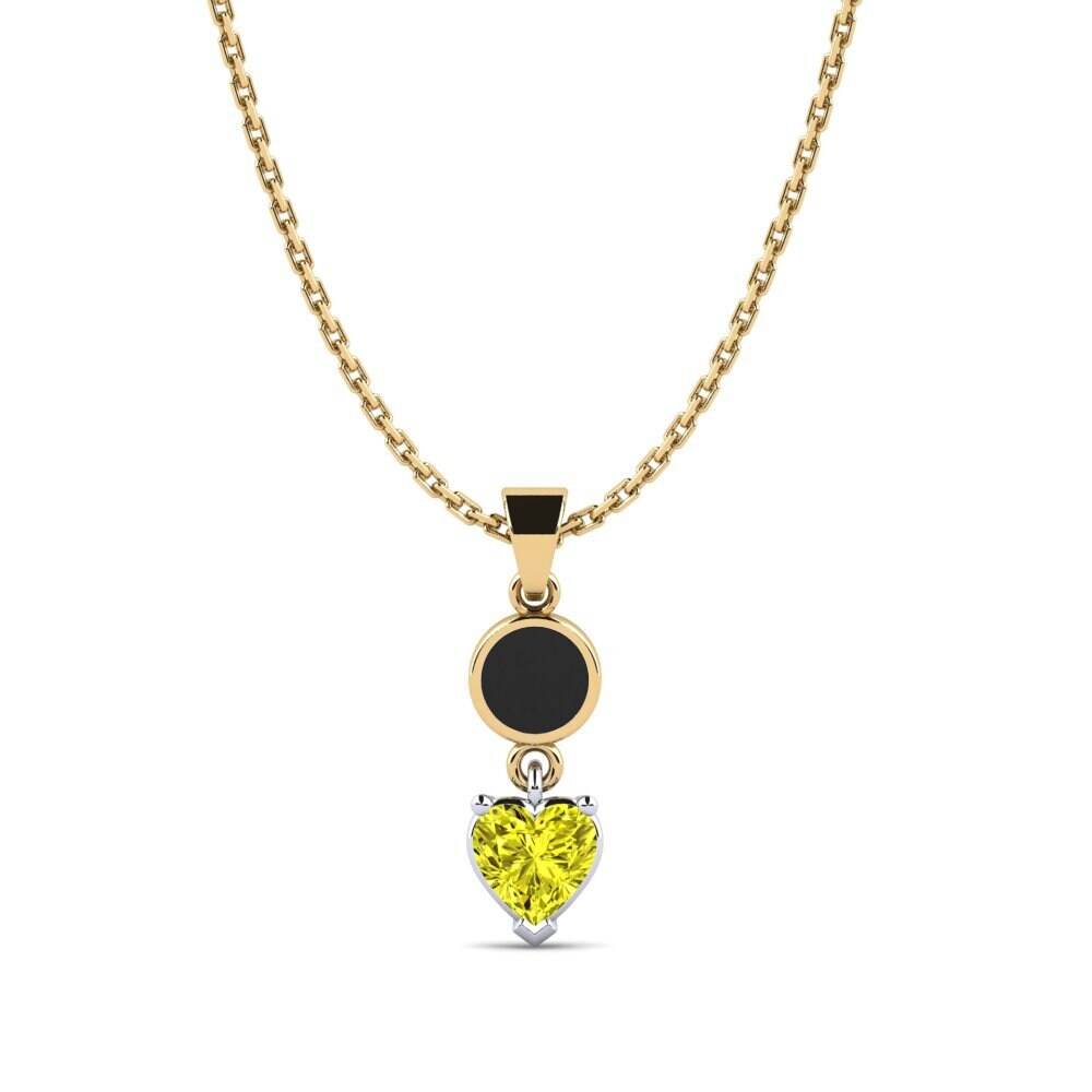 9k Oro Amarillo & Blanco Diamante Amarillo Colgante de Mujer Aund