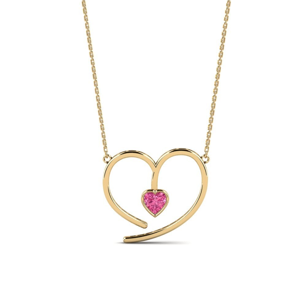Trái Tim Đá Tourmaline Hồng / Bích tỷ Dây chuyền nữ Bolli