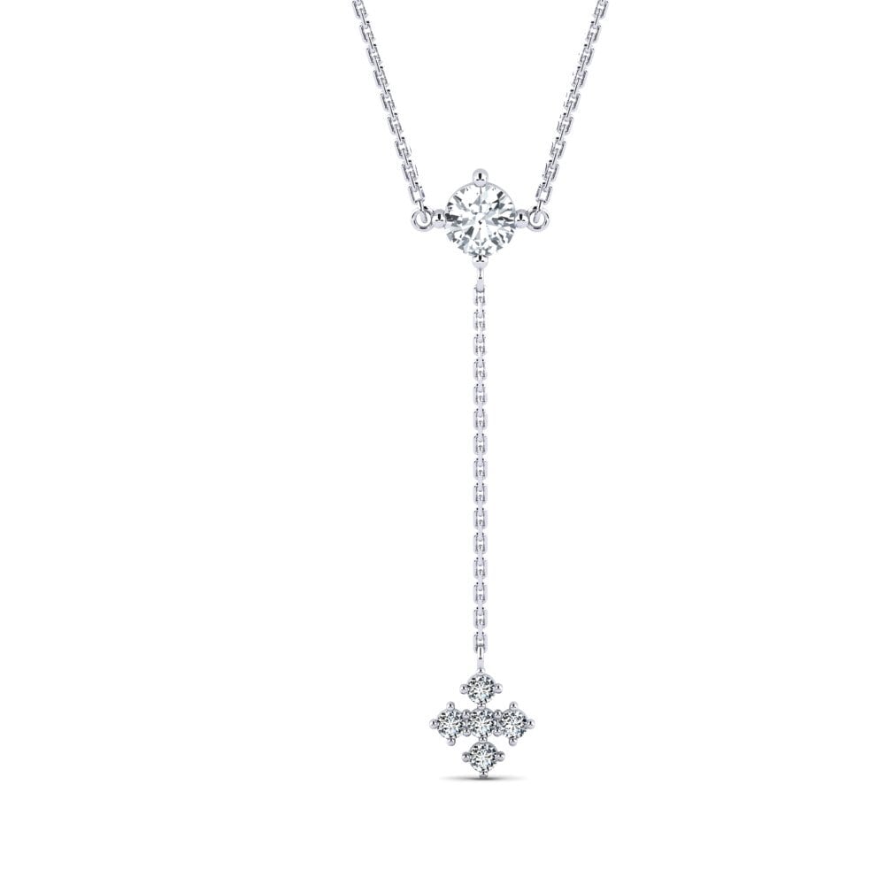 Platino 950 Circón Blanco Collar de Mujer Bongseon