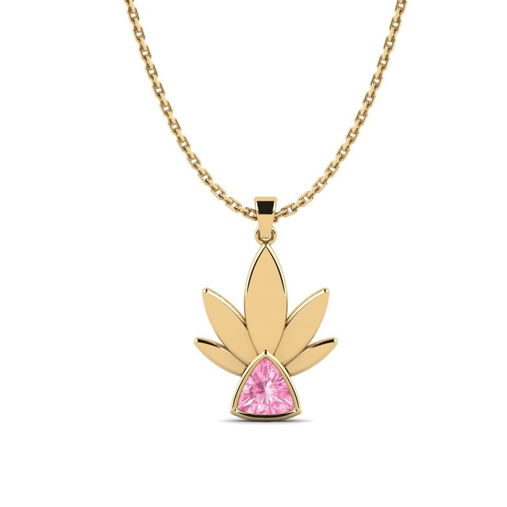 Trillion Pink Sapphire Women's Pendant Brunine