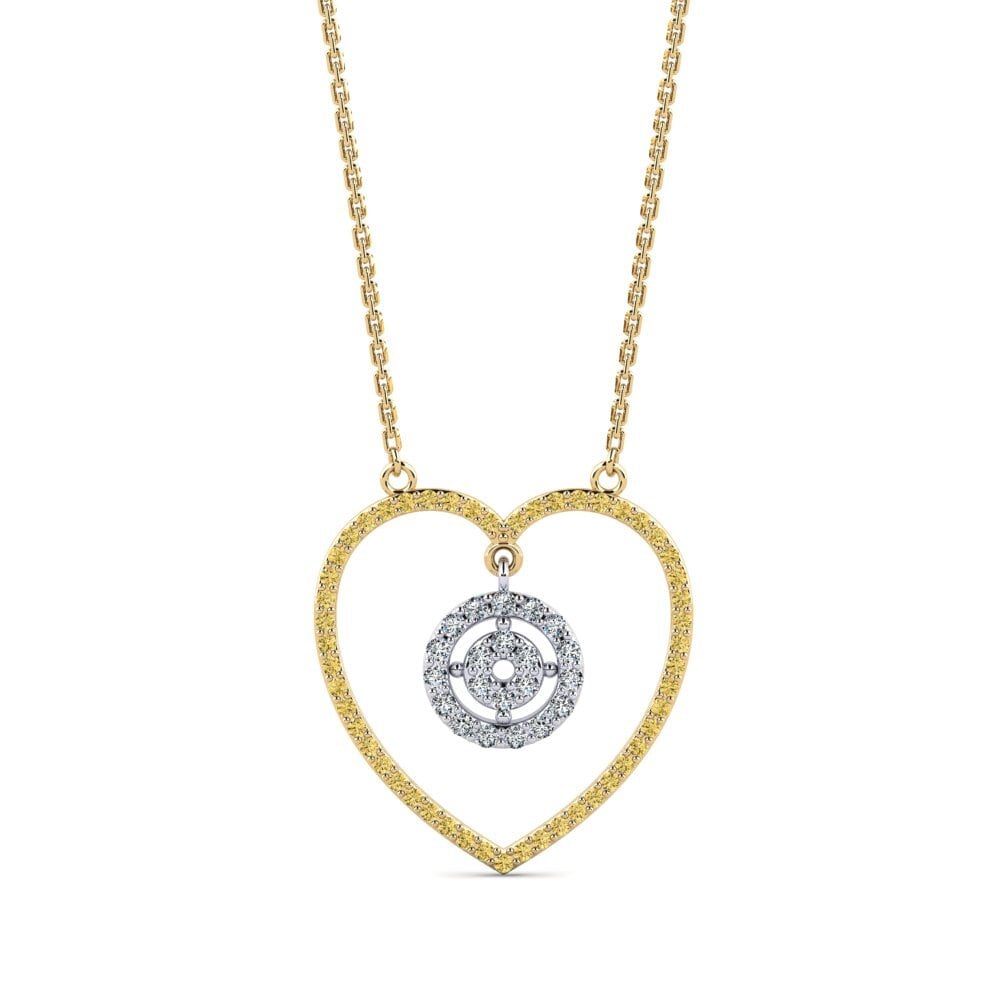 9k Oro Amarillo & Blanco Diamante Amarillo Collar de Mujer Paynim
