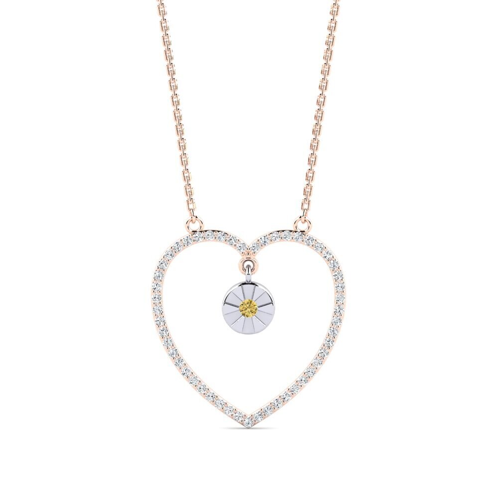 9k Oro Rosa & Blanco Diamante Amarillo Collar de Mujer Pennine