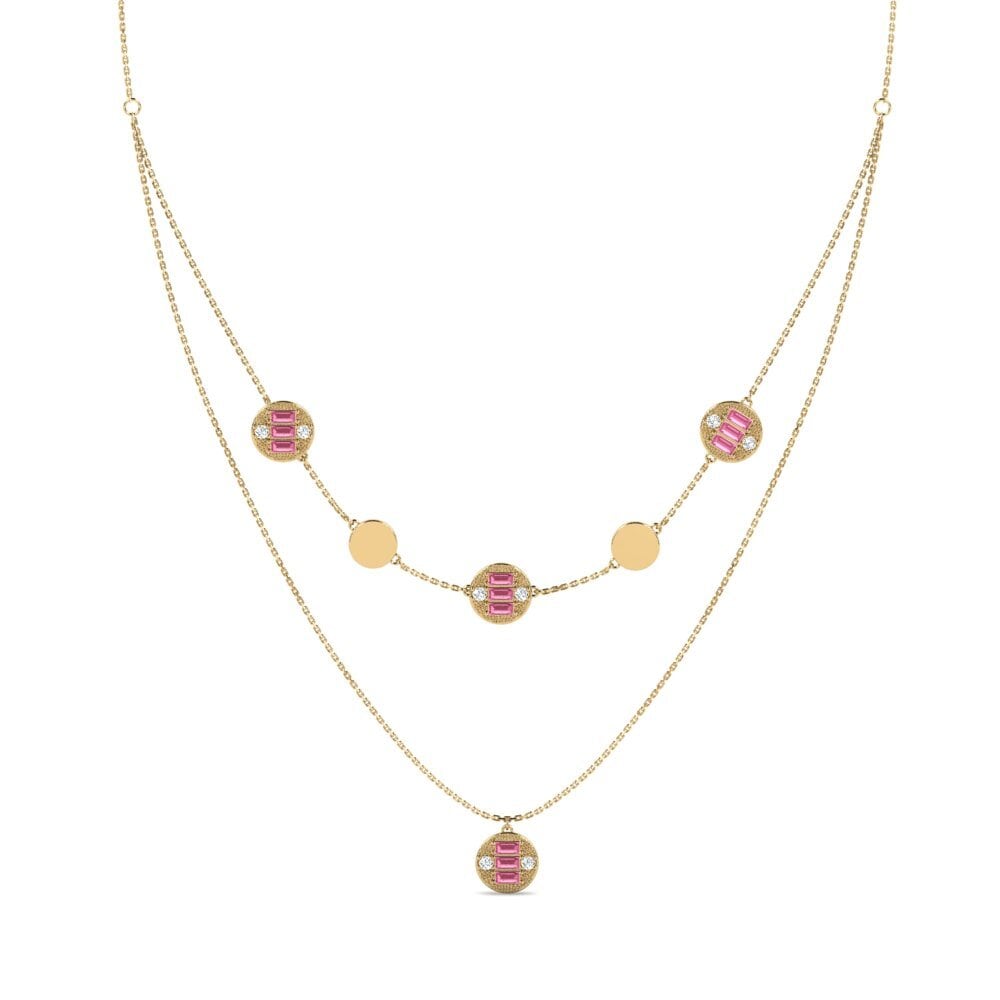 Baguette Pink Sapphire Women's Necklace Ulrenesd