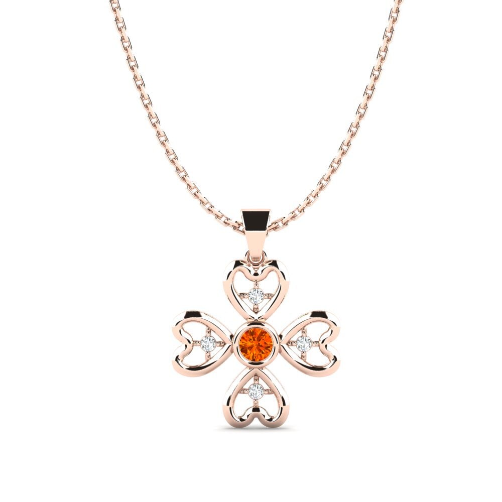 14k Oro Rosa Zafiro Naranja Colgante de Mujer Ymbres